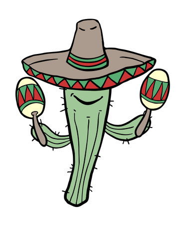 funny cactus drawのイラスト素材