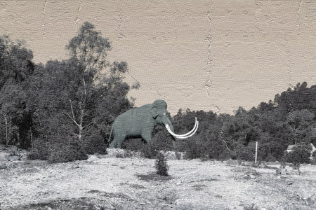 Dinosaur in fieldの写真素材