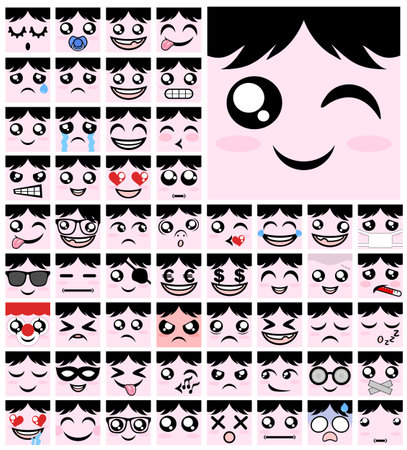 expression faces set collectionのイラスト素材