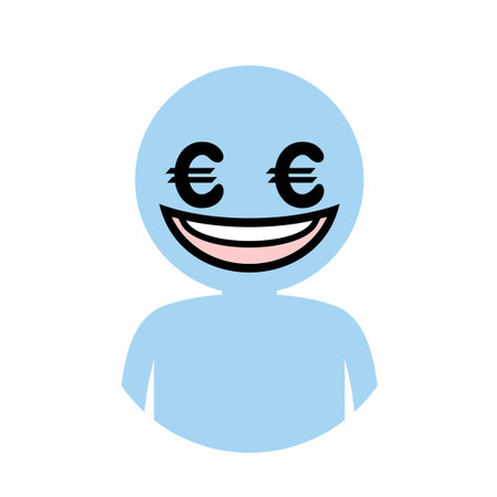 Happy face with euro currency eyes icon.のイラスト素材