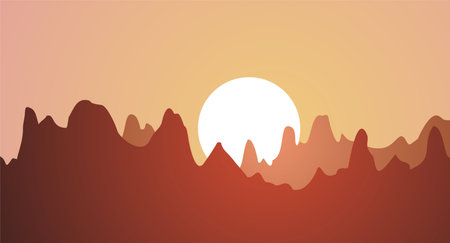Sunset mountain sceneのイラスト素材
