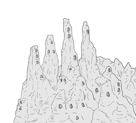 Fantasy mountains vector illustrationのイラスト素材
