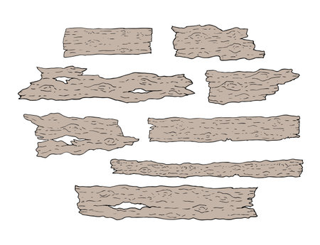 Old pieces of wood illustration on white background.のイラスト素材