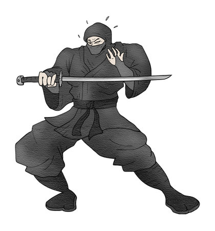 black ninja drawの写真素材