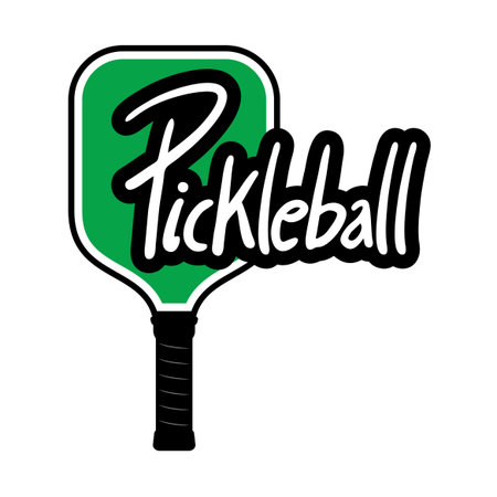 Pickleball racket icon, with typography.のイラスト素材