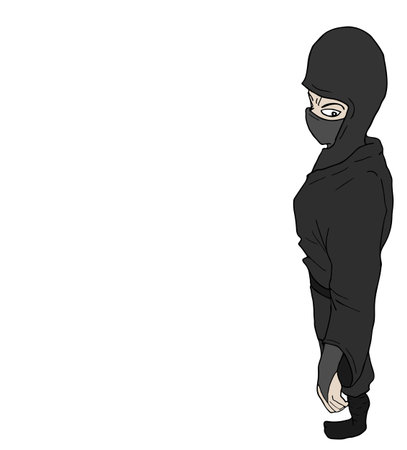 Stealthy ninja illustration on white background.のイラスト素材