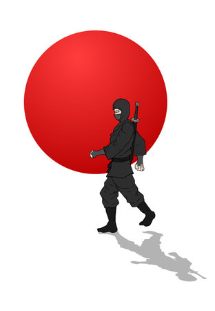 Japanese warrior illustration on white background.のイラスト素材