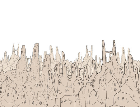 fantasy tall peaks illustrationのイラスト素材