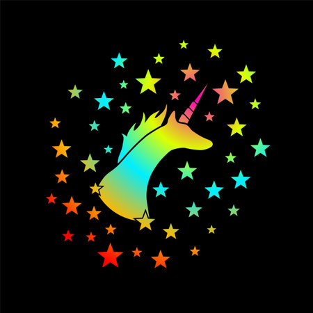 colorful unicorn iconのイラスト素材