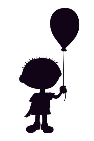boy with balloon illustrationのイラスト素材