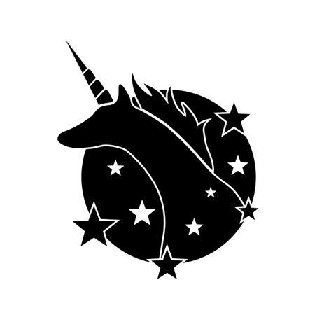 Fantasy unicorn with starts illustration on white background.のイラスト素材