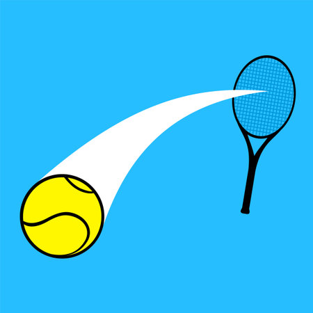 Racket hitting ball illustrationのイラスト素材