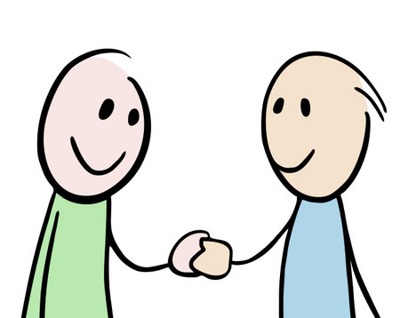 Friends shake handsのイラスト素材
