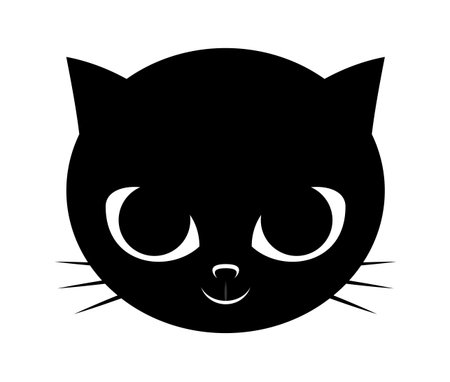 cat face Vector illustration in black isolated on white background.のイラスト素材