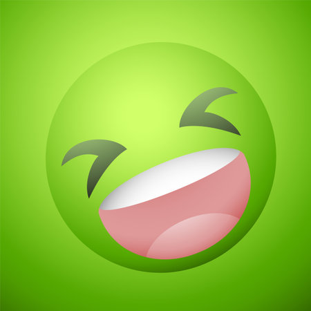 Funny green emoji face.のイラスト素材