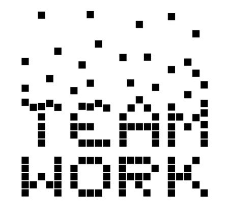 Pixelated team work messageのイラスト素材