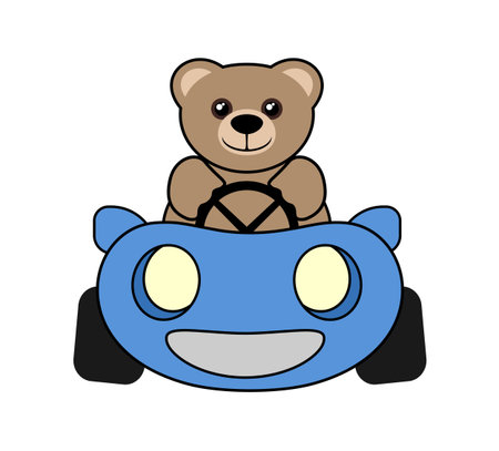 funny bear drivingのイラスト素材