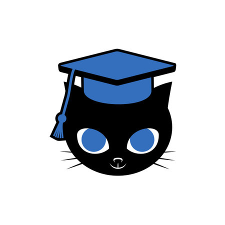 funny cat student illustrationのイラスト素材