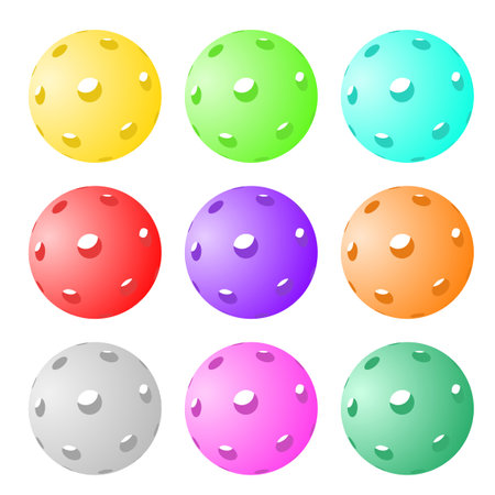Set of nine pickleball ballsのイラスト素材