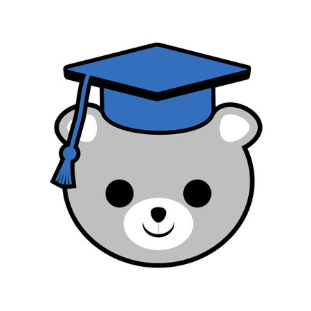 funny bear student illustrationのイラスト素材