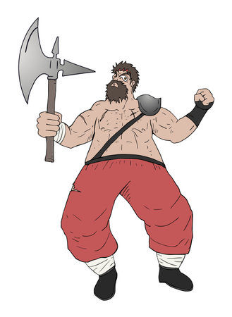 strong warrior with axのイラスト素材