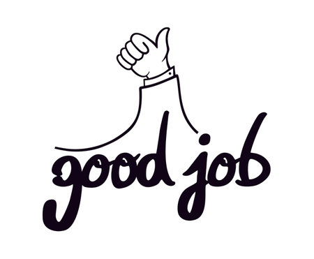 hand good job messageのイラスト素材