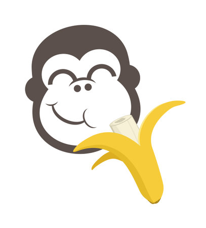 funny monkey eating bananasのイラスト素材