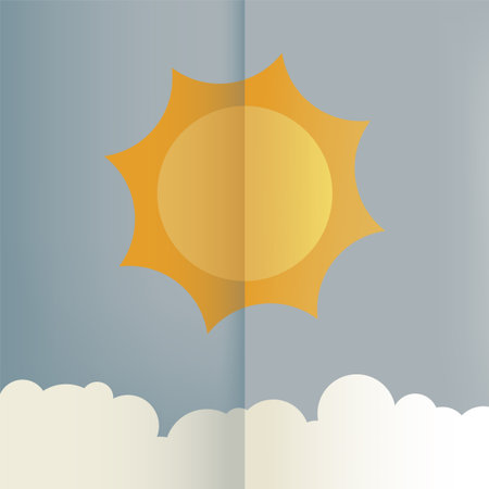 sun and clouds paper styleのイラスト素材