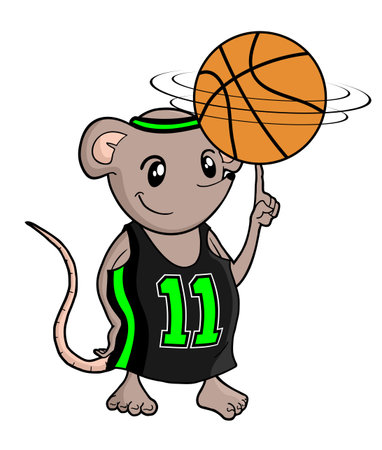 funny small rat playing basketのイラスト素材