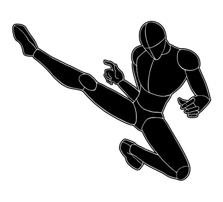 kick fighter illustrationのイラスト素材