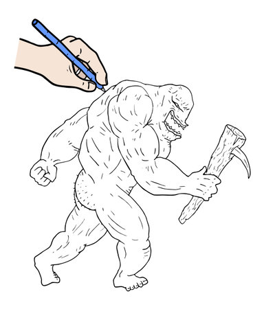 Drawing a monsterのイラスト素材