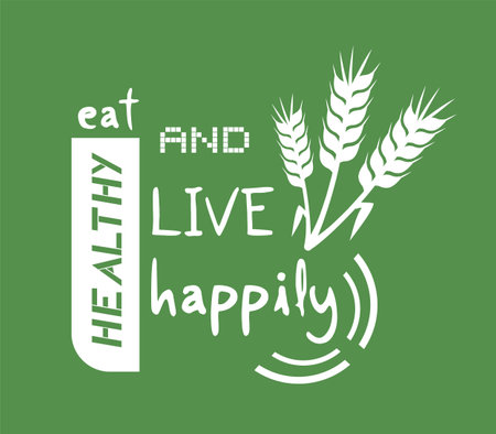 eat healthy and live happily messageのイラスト素材