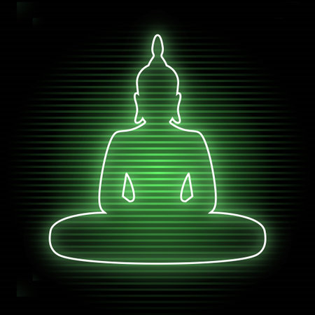 Meditation neon symbolのイラスト素材