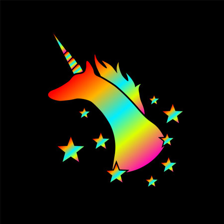 colorful unicorn iconのイラスト素材