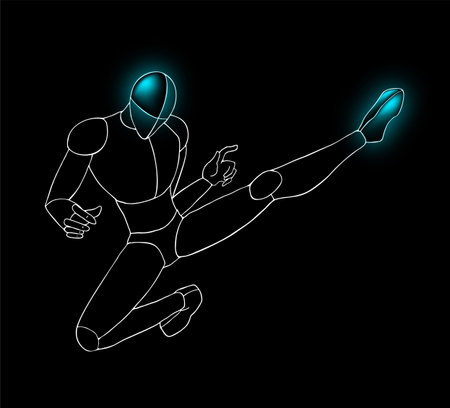 kick fighter illustrationのイラスト素材