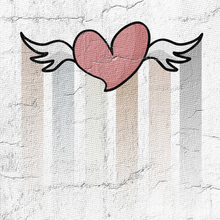 Design of flying heart illustrationの写真素材