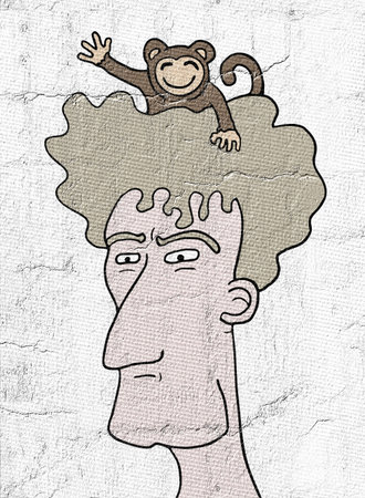 monkey in headの写真素材