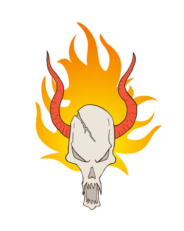 demon skull with hornsのイラスト素材