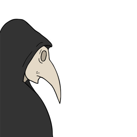 mystery man with vintage plague doctor maskのイラスト素材