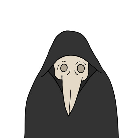 mystery man with vintage plague doctor maskのイラスト素材