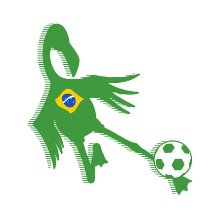 flamingo bird playing footballのイラスト素材