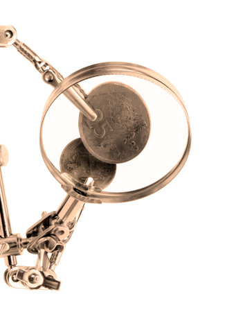 Analysis of vintage spanish coinsの写真素材