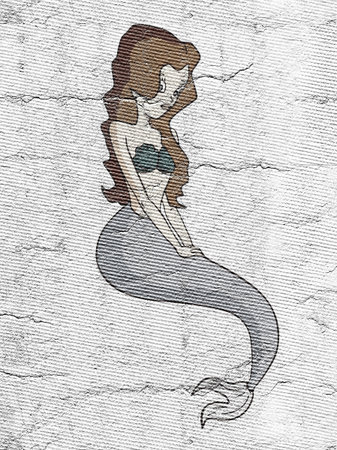 Pretty mermaid drawの写真素材