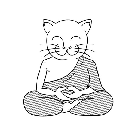 funny cat meditatingのイラスト素材