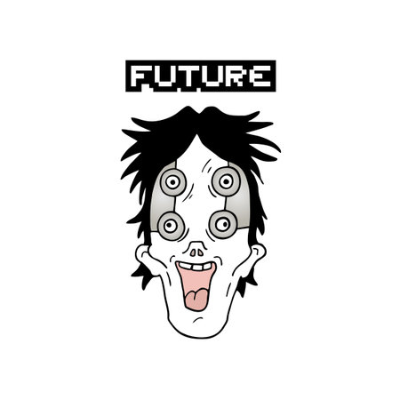Design of futuristic face drawのイラスト素材