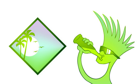 Design of nice summer symbol and boy drinking sodaのイラスト素材