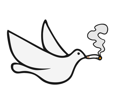 smoking dove drawのイラスト素材