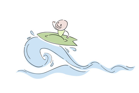 cartoon surfing manのイラスト素材