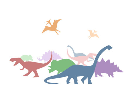 Creative color dinosaurs illustrationのイラスト素材