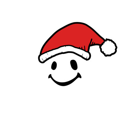 smiley expression with christmas hatのイラスト素材